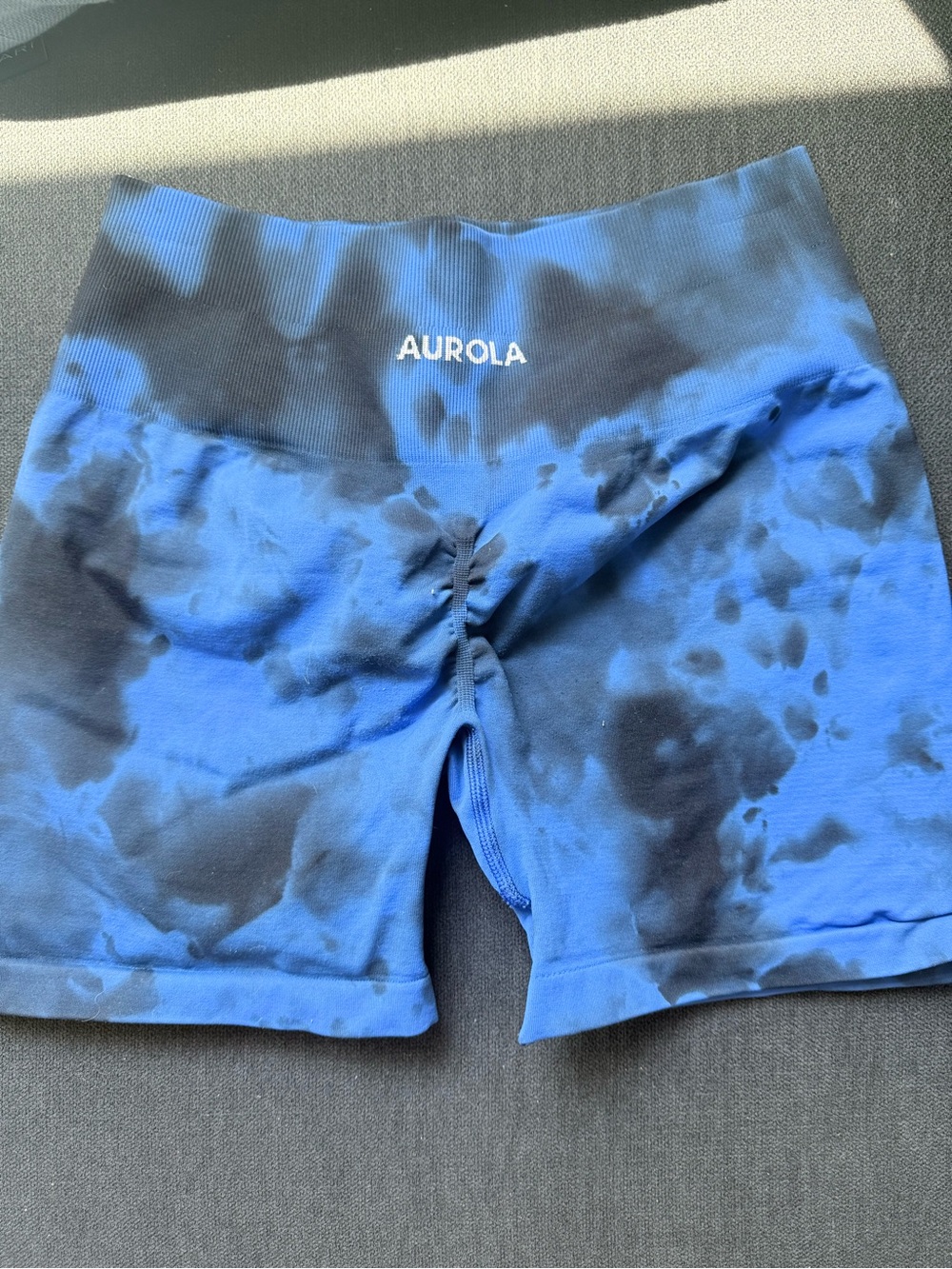 Aurola Women's Blue Tie-Dye High-Rise Bike Shorts, best for size 4-6